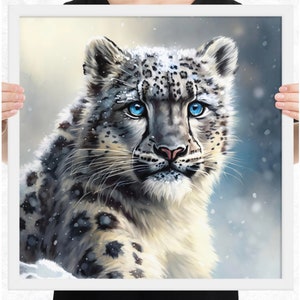 Majestic Snow Leopard - Printable Wall Art - Winter Wildlife Prints - DIGITAL DOWNLOAD