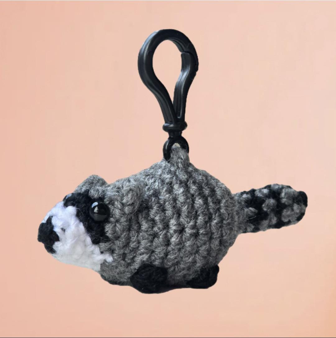 Pvc Raccoon Keychain Crochet Amigurumi Raccoon Keychain, Cute Animal Keyring, Bag Charm ...