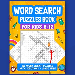 WORD SEARCH 100 puzzles with solutions book for kids 8-12 years old