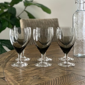 Vintage Grau rauchiger Wein // Wassergläser - Mid-Century Modern // 6er Set