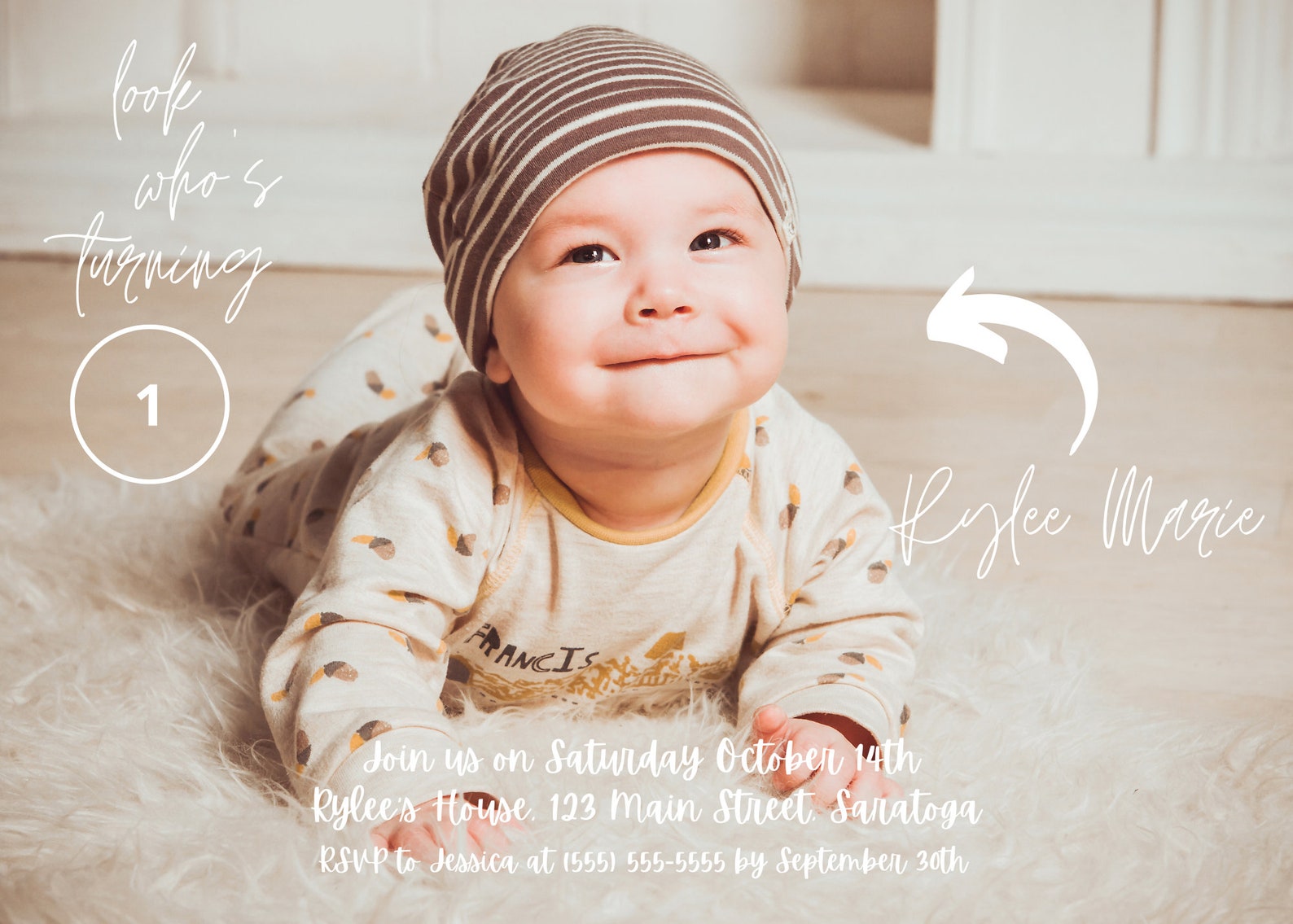 Digital 1 Year Birthday Invite Etsy