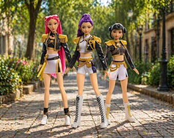Anime Style K Pop Collectible Dolls, K Pop Dolls Set For Kids, Demon Slayer Dolls, Perfect Gift For K Pop Fans, Rumi, Mira Zoey Dolls.