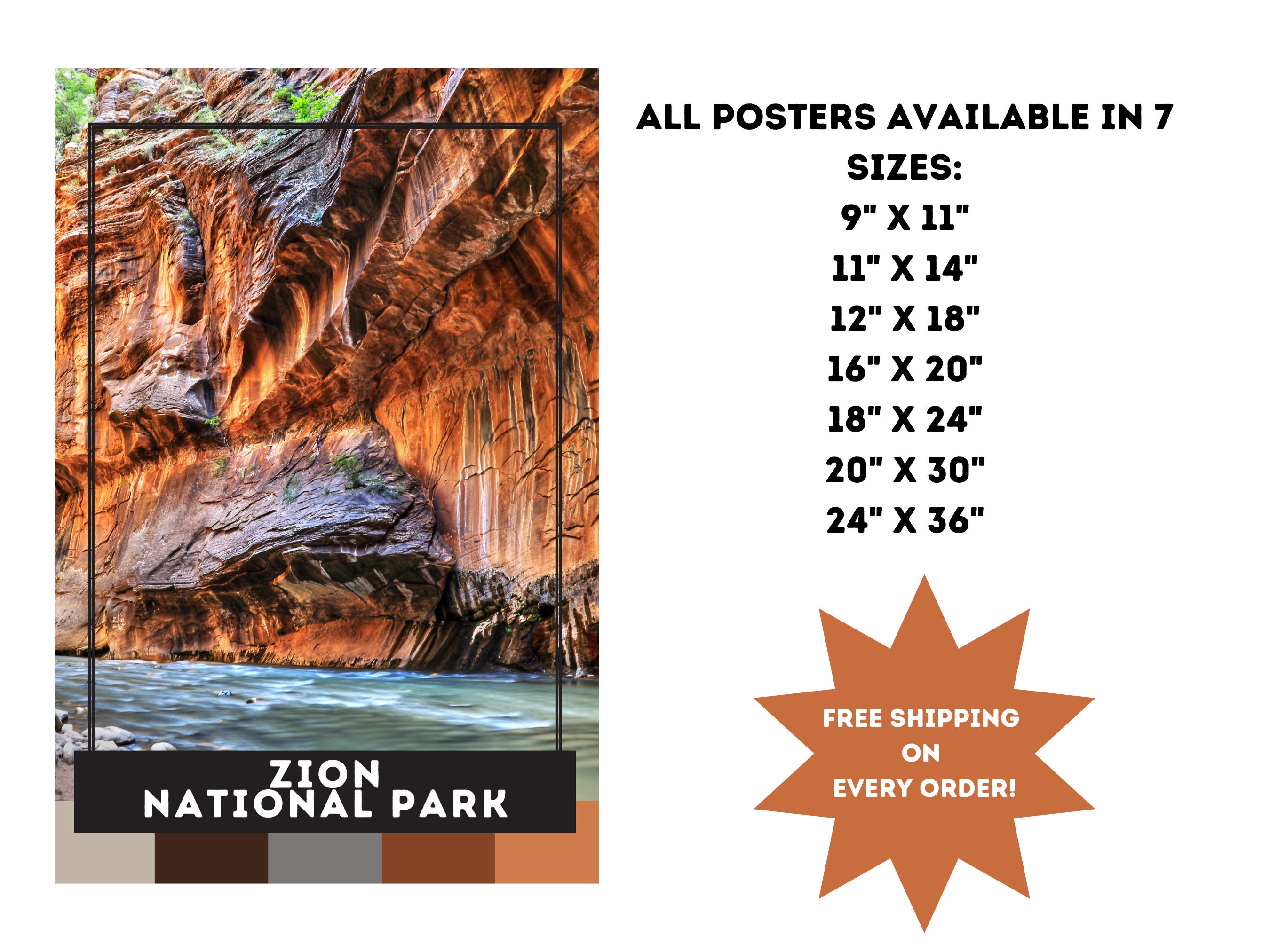 Zion National Park Poster Digital Photo Print Wall Decor Etsy