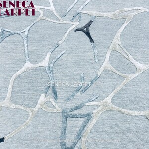 Abstract Wool Silk Rug | Modern Patch Design Large size carpet for Living Room, Bedroom, Home Decor Contemporary Style