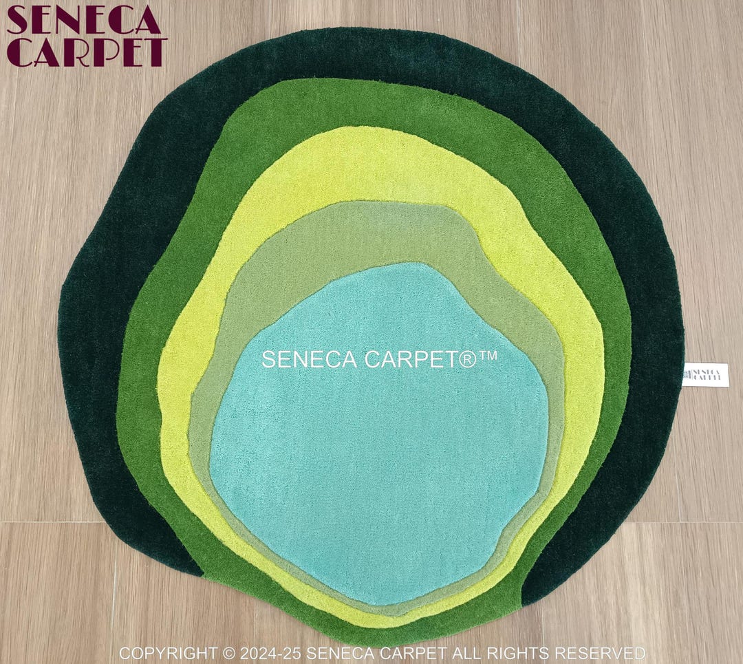 Hand Tufted Round Wool Area Rug, Irregular Abstract Contour Design ...