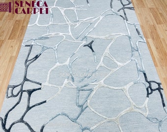 Hand-tufted Wool Silk Rug: Modern Abstract Design Canada
