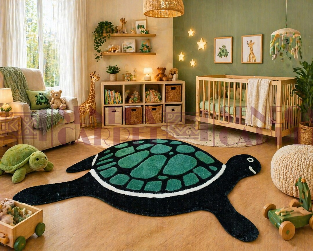 Hand Tufted Wool Turtle Rug, Kids Room Decor, Playroom Animal Accent - Etsy