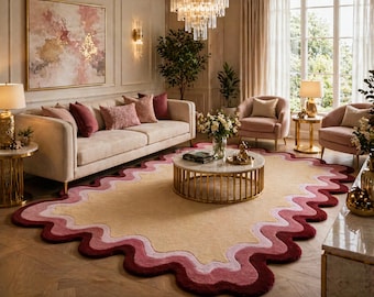 Tufted pink Rug, woolen area rug for home decor gifts living room bedroom nursery kids room all sizes 6x9 8x10 Ft