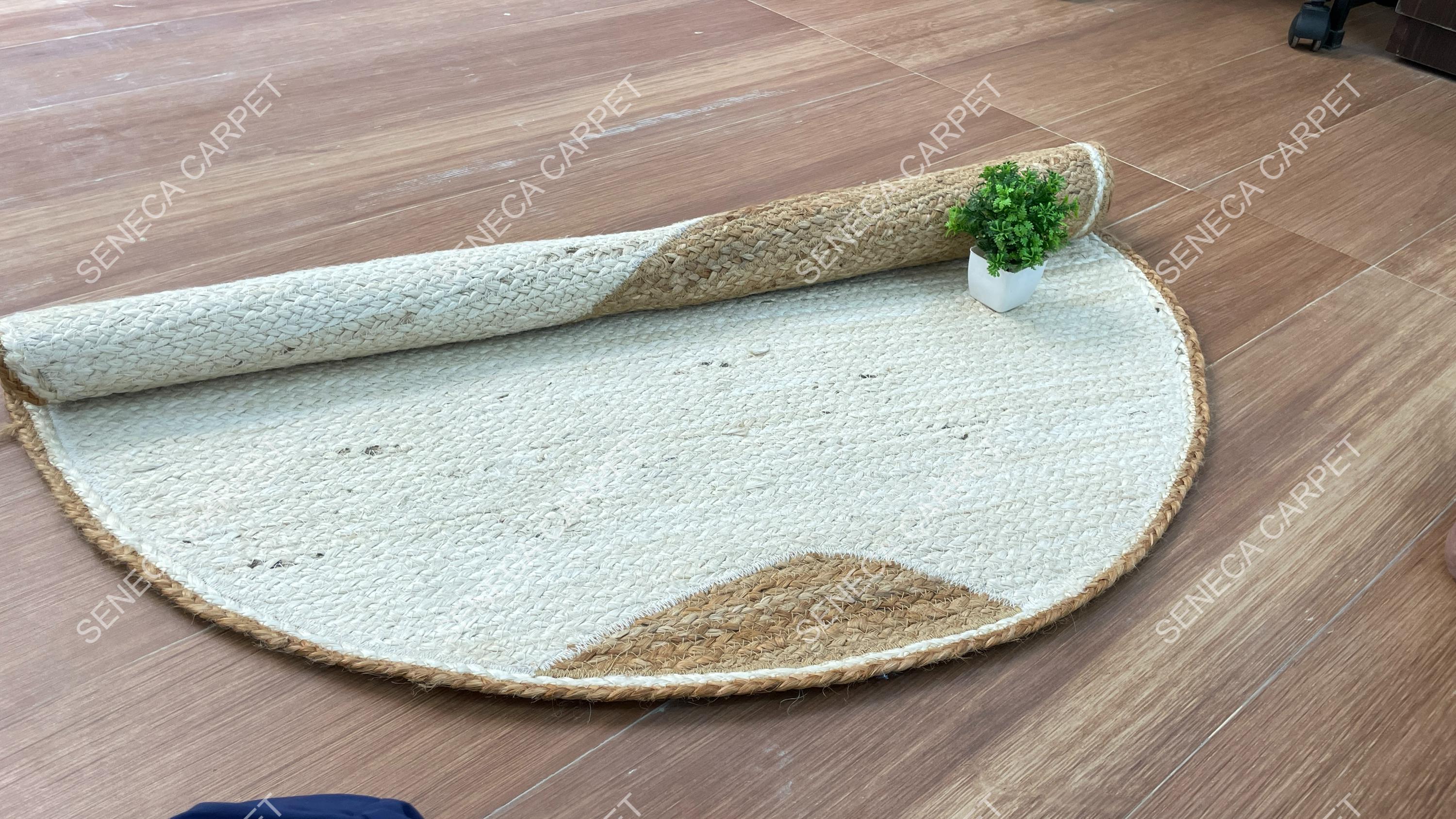 Hand Braided Natural Jute Rug Eco-friendly | Modern Round Design Floor ...