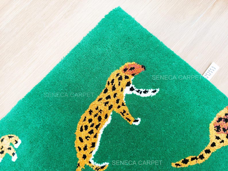 Tufted Cheetah Rug, Modern Animal Print Wool Area Rug, Statement Carpet ...