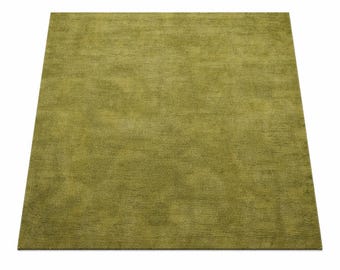 Moss Green Wool Area Rug, Hand Tufted Contemporary Carpet, Living Room Statement Accent