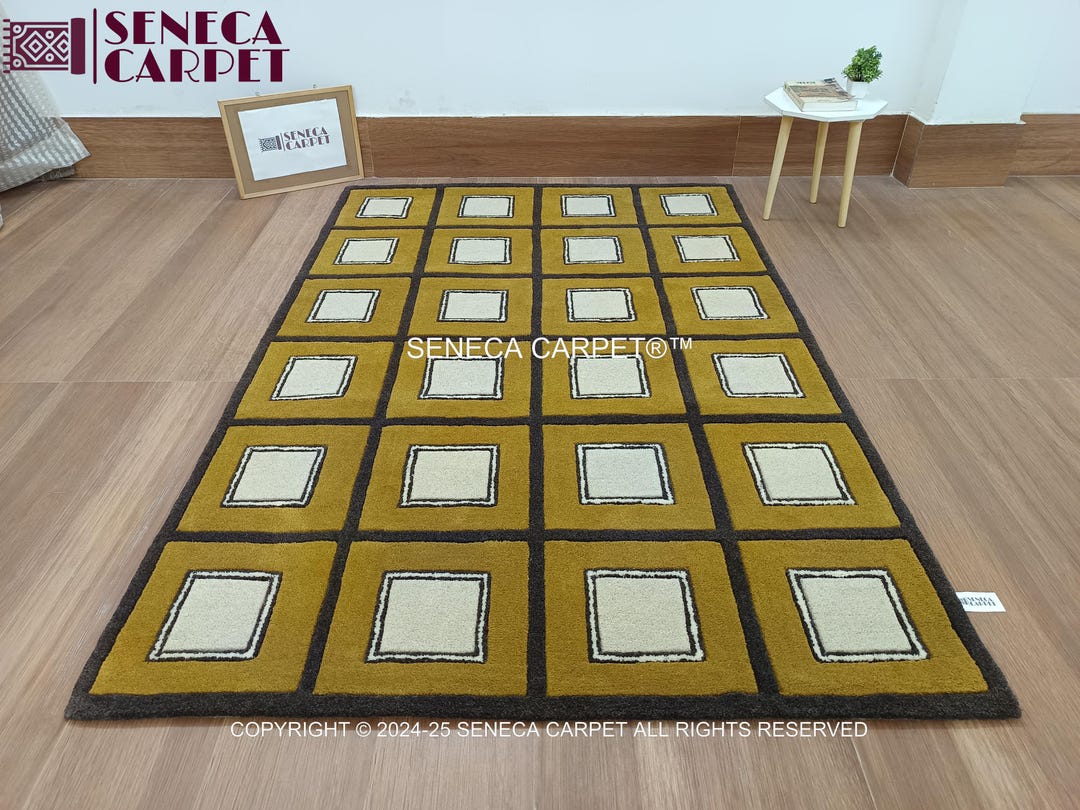 Mustard Color Wool Area Rug- Premium Quality Handmade Tufted Large Area ...