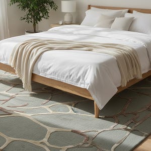 Designer Area Rug, Wool And Silk Abstract Patch Design, Gray Brown