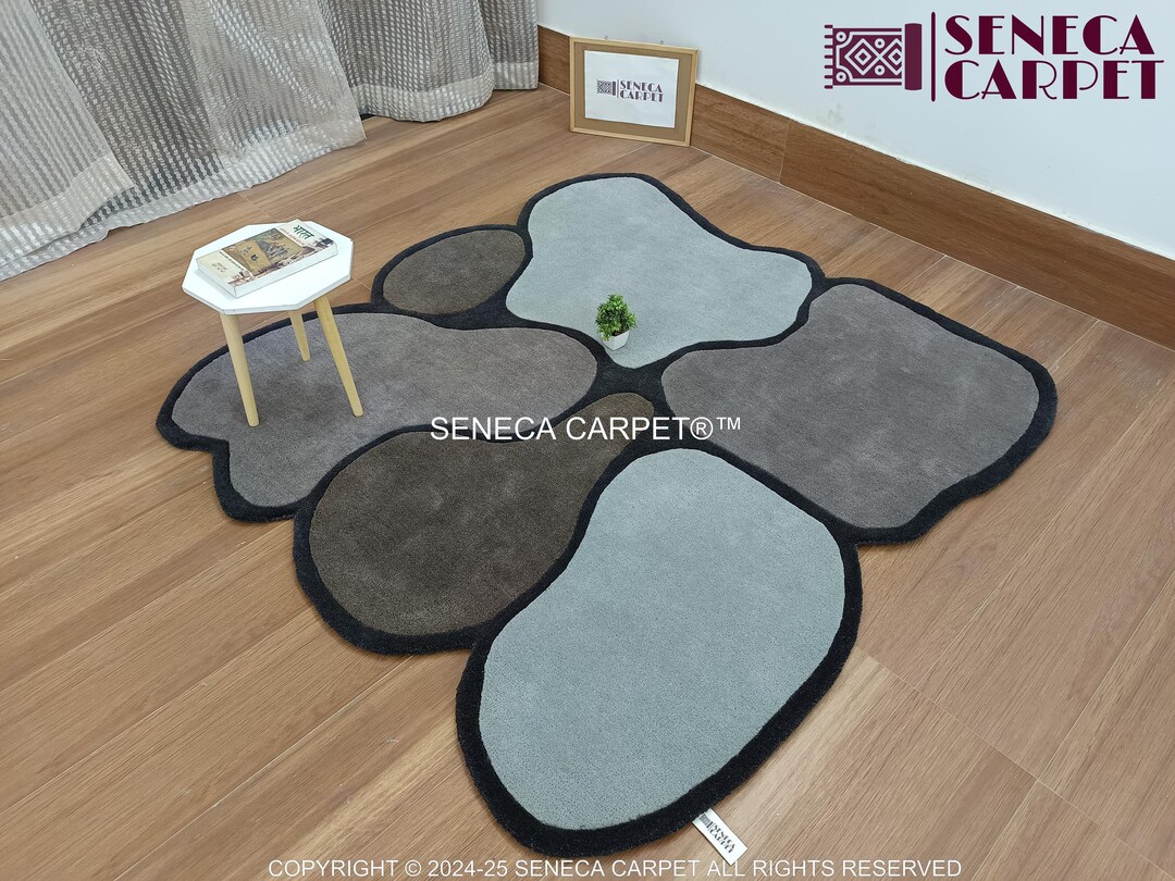 Modern Pebble-inspired Area Rug - Abstract Woolen Rug, Organic Stone ...