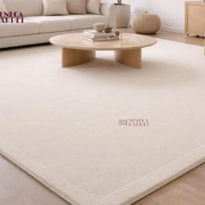 Ivory Area Rug, Textured Wool Design with Elegant Waves in Custom Sizes image 3