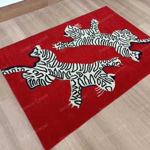 Climbing Leopard Hand-tufted Woolen Rug - masterpiece combines elegance Rug for home decor, house warming, Bedroom, Kids room, hallways 8x10
