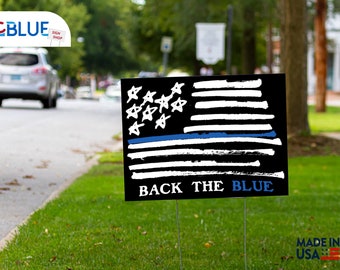 Back The Blue - 18 x 24, 12 x 18 - Signo de patio, Signo político