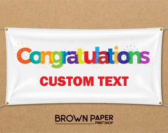 Felicitaciones Banner de vinilo personalizado a todo color / Elija su tamaño