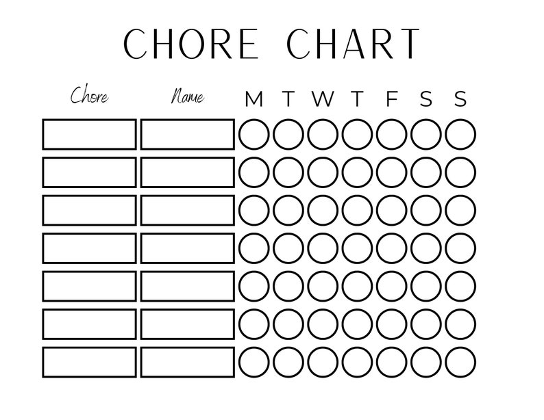 Printable Chore Chart to Track Weekly Chore Lists for Kids, Families ...