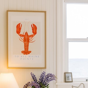 Maine Lobster Art Print: Coastal Kitchen Decor (Digital Download)