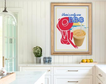 Retro BBC Cocktail Recipe Print: Hamptons Kitchen Bar Art (Digital Download)