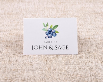 Blueberry Place Cards: New England Wedding Table Decor (Editable PDF, Instant Download)