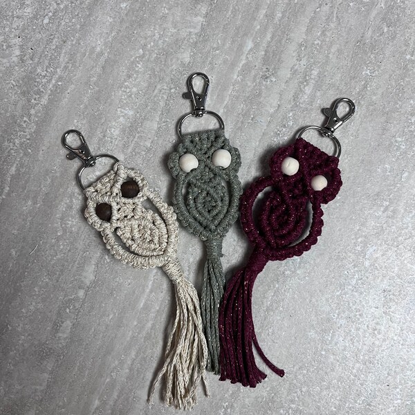 Porte clef chouette macramé