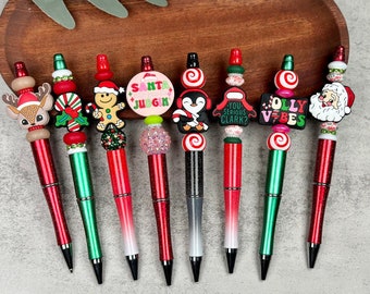 Christmas Ballpoint Pen, Ballpoint Beaded Pen, Great Gift for Kids, Teens, and Teachers. Great Stocking Stuffer Gifts!