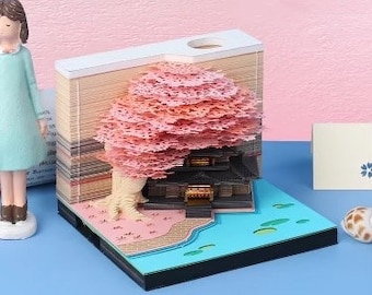 3D Paper Crafting Notepad, Art Paper Sculpture Notepad, Creative Desk Memo Notepad, Great Gift for Teachers, Bosses, Moms, Dads and more.