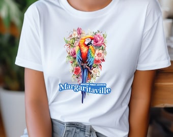 Jimmy Buffett Tribute Tee, Colorful Parrot, Margaritaville Shirt