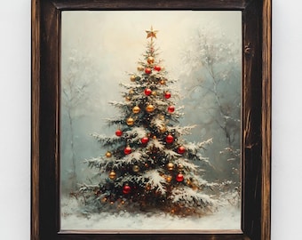 ヴィンテージ クリスマス ツリー イラスト アート プリント