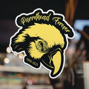 Jimmy Buffett Decal Sticker | Tropical Tribute Parrothead Forever Teardrop Sticker | Jimmy Buffett Parrothead Inspired 1946-2023 Decals