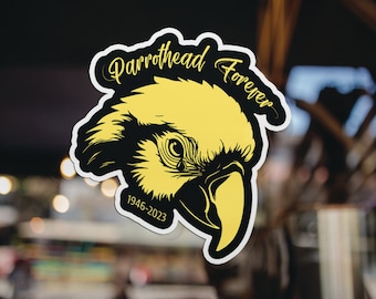 Jimmy Buffett Tribute Sticker | Parrothead Forever Teardrop Decal