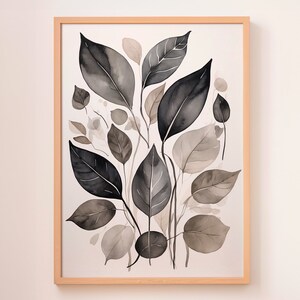 Blätter Wandkunst,Boho Dekor,Sofortiger Download,Pflanzen Drucke,Abstrakte Botanische Drucke,Ästhetische Raumdekoration,Neutrale Druck Kunst,Aquarell Drucke