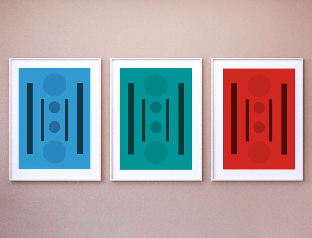 Modern Geometric Print Set, Abstract Wall Art, Boho Decor (digital ...