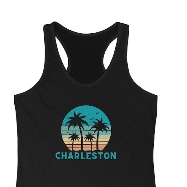 Charleston Beach Tank Top. South Carolina Palm Tree Tanktop. Women's SC Ocean Shirt. Surfing Shirt. Modern 843 Travel Tee. Coverup.