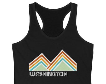 Washington Mountains Racerback Tank Top. Cascade Mountains. Mountain Camping. Hiking. Fishing. Outdoors. Tanktop for Her. Washington Pride.