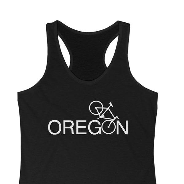 Bike Oregon Tank Top. Northwest Women's Cycling Tanktop. PNW Mountain Biker Shirt. Modern Beaver State Cycle Apparel. 503 Biking.