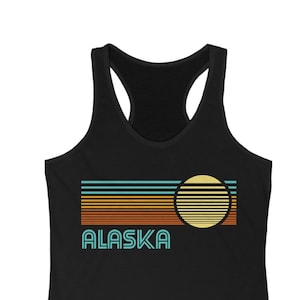 Alaska Sun Racerback Tank Top. Alaskan Sunset. Sunrise. Juneau. Anchorage. Vacation. Trip. Souvenir. Tanktop for Her.