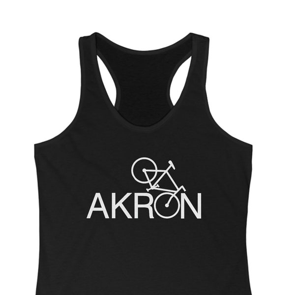 Bike Akron Tank Top. Ohio Women's Cycling Tanktop. Rubber City Biker Shirt. Modern Cycle Apparel. Retro 234 Biking Tee. OH Cyclist.