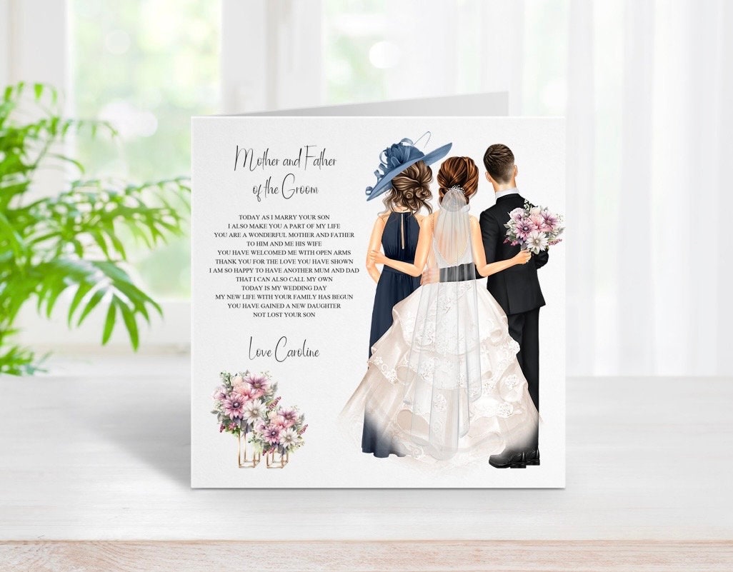 Mother and Father of the Groom From the Bride Wedding Day Card,  Personalised Parents Wedding Keepsake Card - Etsy, image size:1026x801