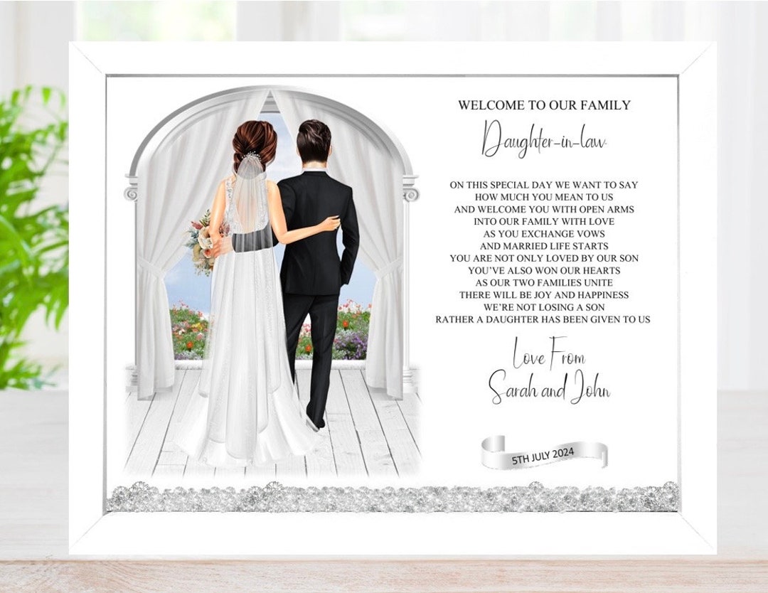 Welcome to Our Family Daughter in Law Framed Print, Wedding Gift for