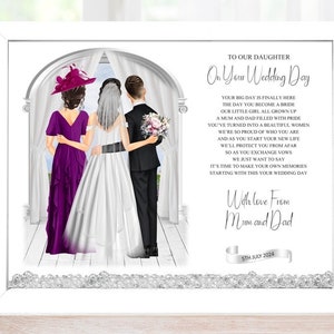 Impression encadrée de poèmes offerts à notre fille par maman et papa le jour de votre mariage, cadeau des parents pour la mariée, souvenir de mariage personnalisé
