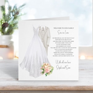 Welcome to my family Son-in-law Wedding Day Card, Personalised Wedding Keepsake Card, Sentimental Wedding Day Poem
