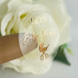 Foiled wedding stickers, Personalised wedding stickers, Wedding favour stickers, Foiled transparent stickers