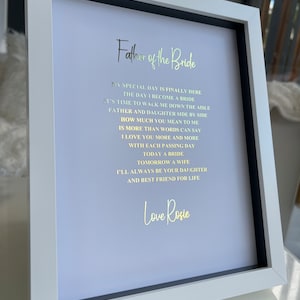 Impression encadrée de poème du jour du mariage du père de la mariée, souvenir de mariage personnalisé