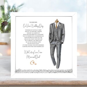 Impression encadrée de poèmes adressés à notre fils par maman et papa le jour de votre mariage, cadeau au marié des parents, souvenir de mariage