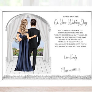 À mon frère le jour de votre mariage Poème Impression encadrée, Souvenir de mariage personnalisé, Cadeau de mariage