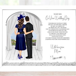 Impression encadrée de poèmes à mon fils de maman le jour de votre mariage, cadeau de la mère au marié, souvenir de mariage personnalisé