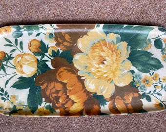 Large Vintage Keswick Floral Fiberglass Serving Tray With Floral